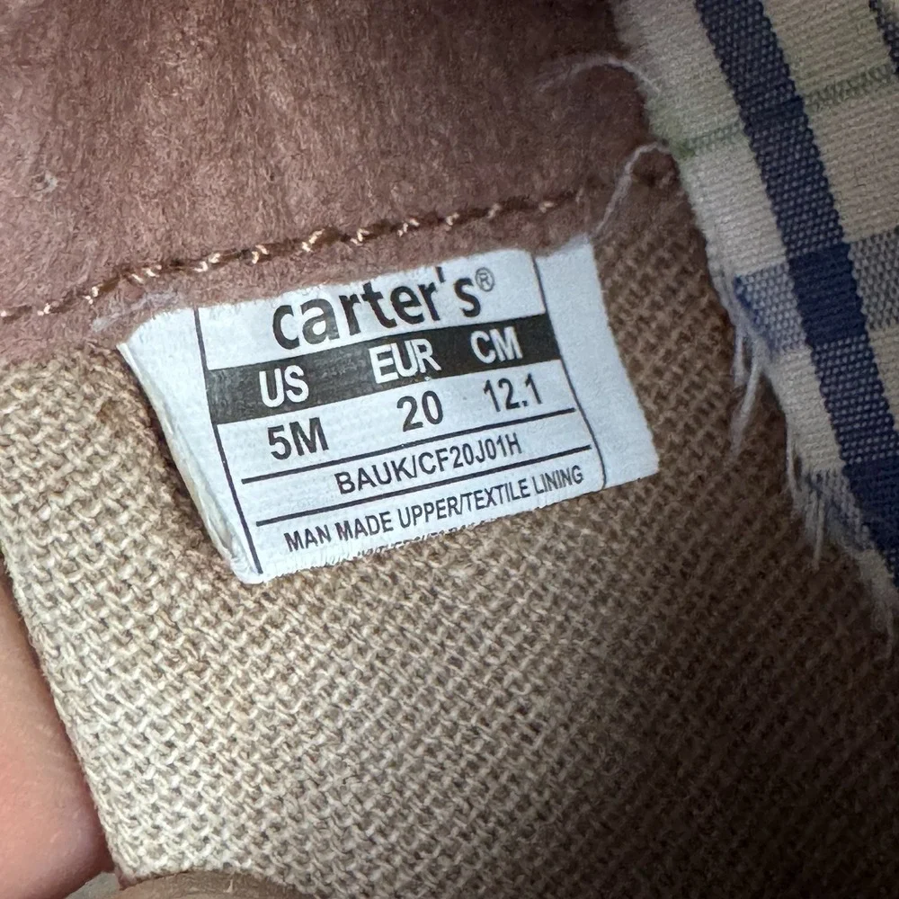 Size 5c - Carter's Toddler Boy's‎ Faux Leather Brown Loafer Boat Shoes